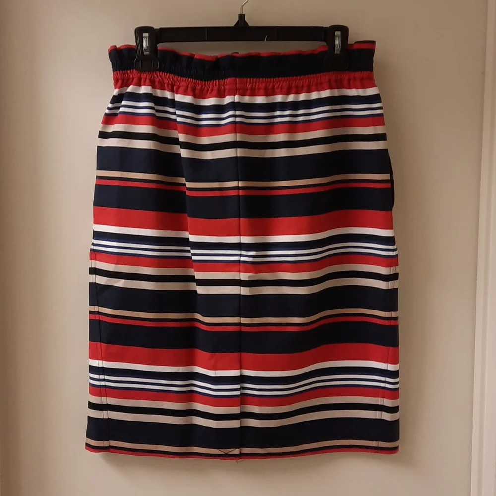 NWT, Donna Karan Marine Batik Stripe Skirt